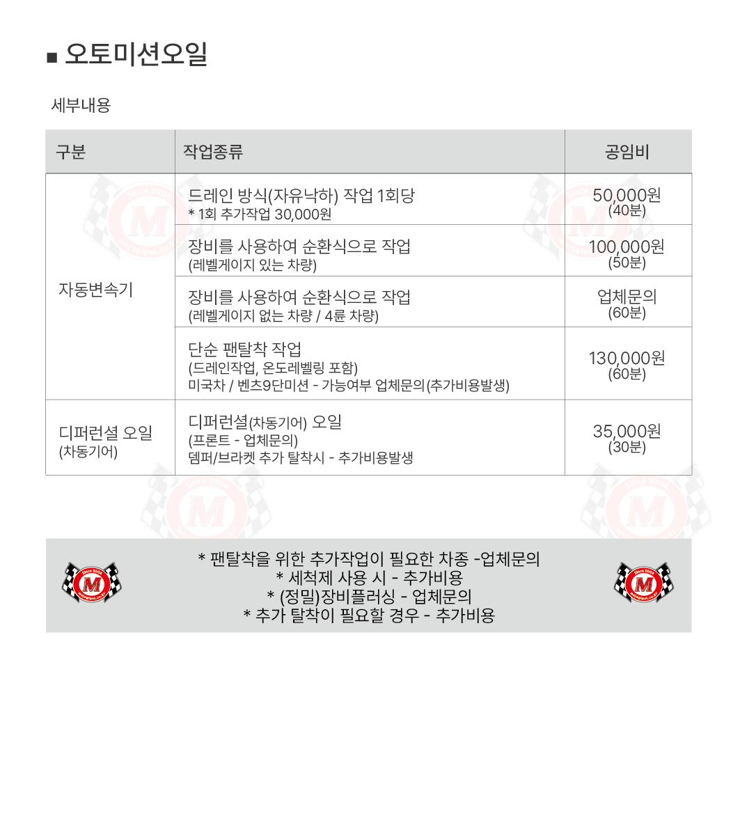 수입차 미션오일 공임