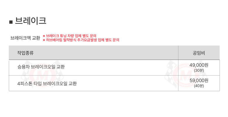 수입차 브레이크 교환 공임