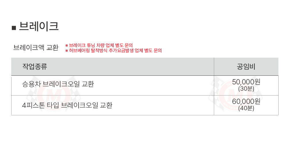 수입차 브레이크 교환 공임